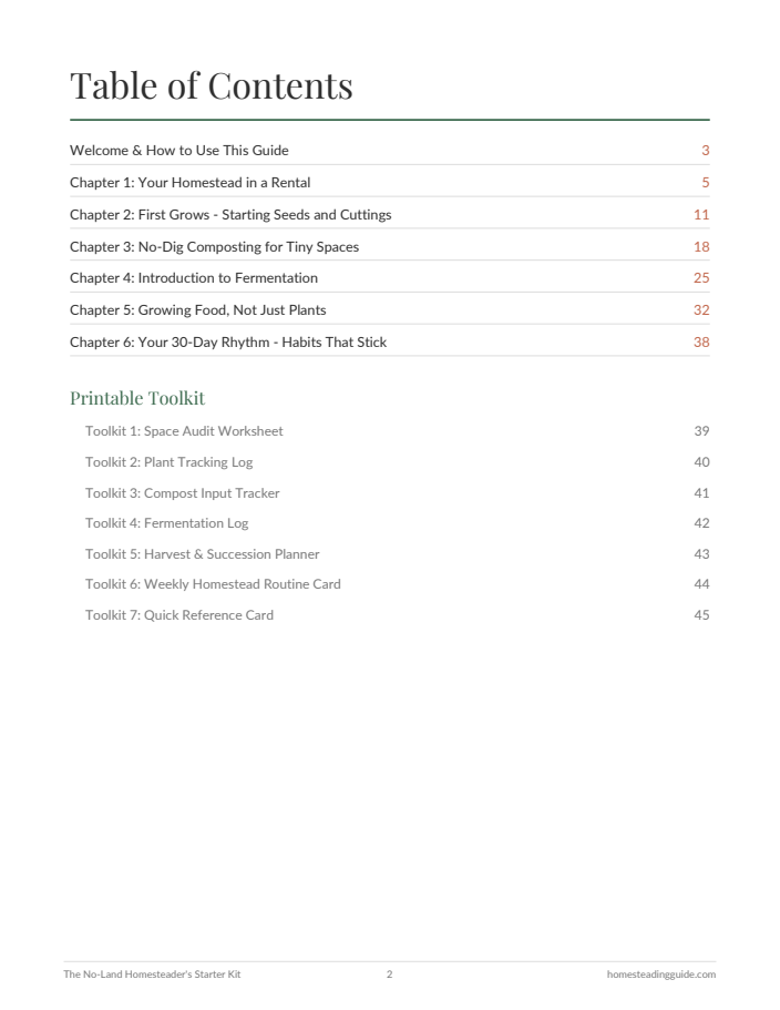 Starter Kit contents page